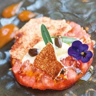 photo de la recette tomates de congolin creme glacee huile olive et meringue tomate