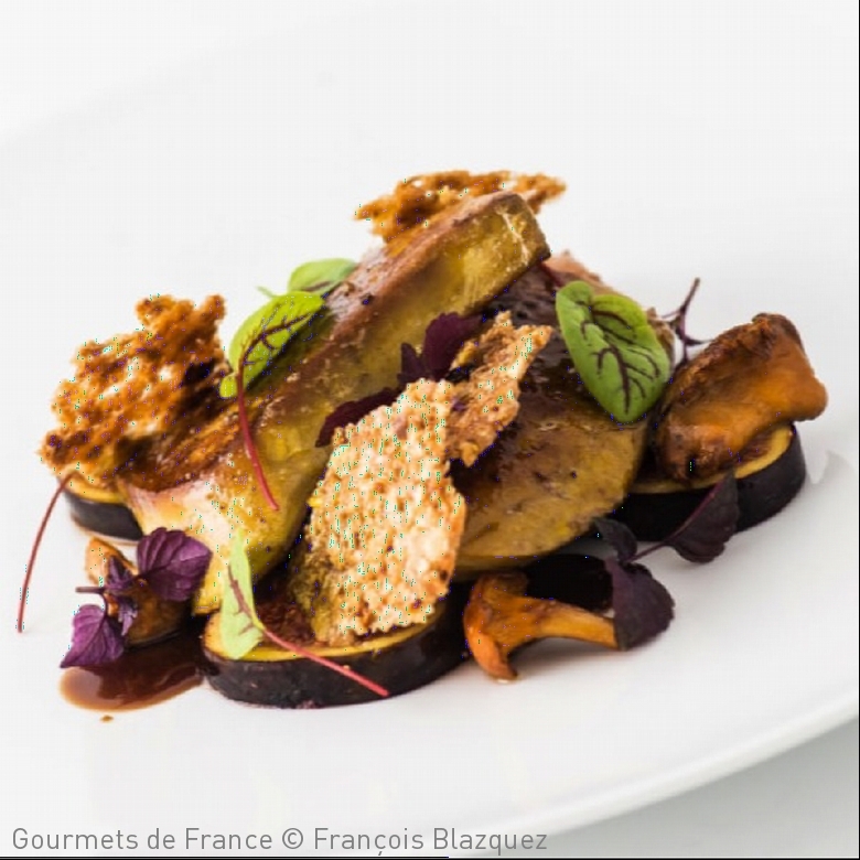photo de la recette avec le foie gras de canard arabica figues et girolles 